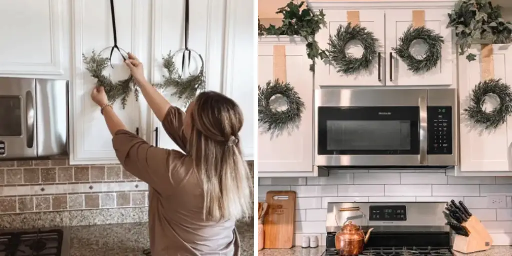 How to Hang Wreaths on Kitchen Cabinets