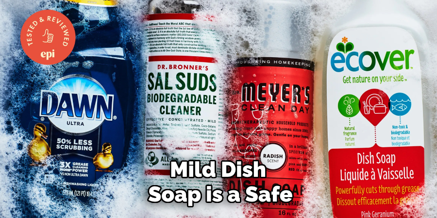 mild dish soap is a safe